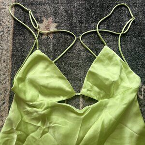 Zara Green Cut Out Satin Effect Mini Dress
